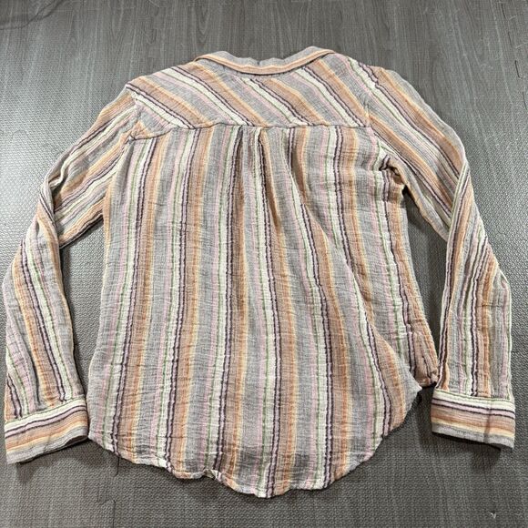 We The Free Midwest Button Down Shirt Women’s S Multicolor Stripe Cotton Gauze - Picture 2 of 6